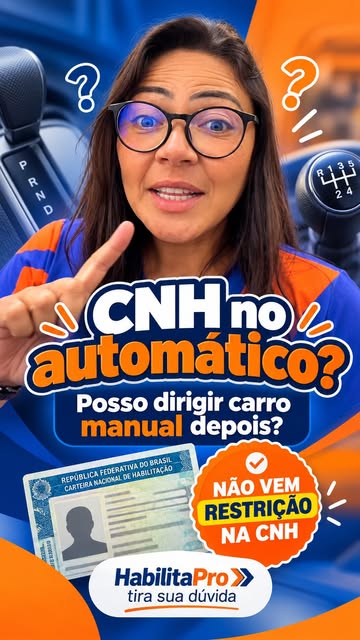 Capa de um vídeo da HabilitaPro com dúvidas sobre CNH e carro automático